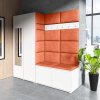 Předsíňová stěna s čalouněnými panely Trinity 8 - Bílá / Oranžová 2317
