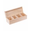 Dřevěná krabička na čaj s přihrádkami, se zámkem - 28x9x6 cm, Přírodní