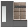 Předsíňová stěna s čalouněnými panely Trinity 8 - Grafit / Tmavá krémová 2302