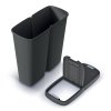 Odpadkový koš COMPACTA Q DUO recyklovaný černý s černým víkem, objem 50l