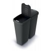 Odpadkový koš COMPACTA Q DUO recyklovaný černý s černým víkem, objem 50l
