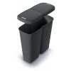 Odpadkový koš COMPACTA Q DUO recyklovaný černý s černým víkem, objem 50l