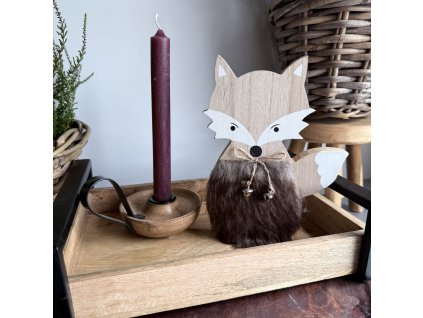 Dřevěná liška s kožíškem