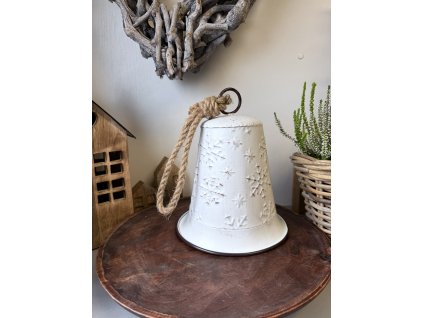 Kovový zvon bílý vločky