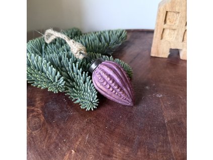 Skleněná ozdoba šiška bordó matná 3,5x6,5x3,5cm