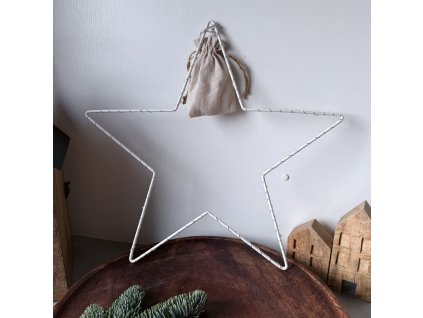 Hvězda kov LED 40cm bílá