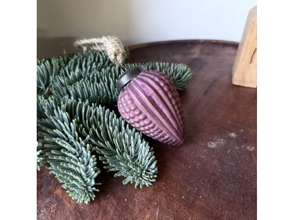 Skleněná ozdoba šiška bordó matná 4,5x7,5x4,5cm