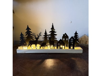 LED vesnička kov/dřevo