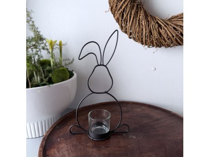 Drátěný zajíc svícen