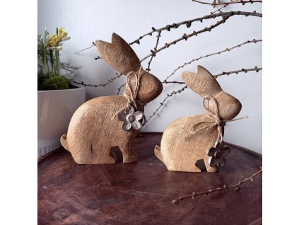Dřevěný zajíc květina 2 velikosti
