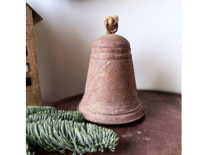 Rezavý plechový zvonek antik 16cm