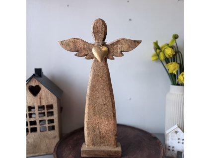 Dřevěný anděl MANGO 42,5cm
