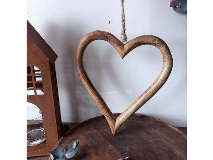 Dřevěné MANGO srdce obrys 26cm