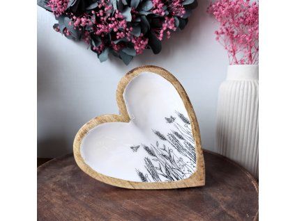 Dřevěná miska MANGO srdce louka 20cm