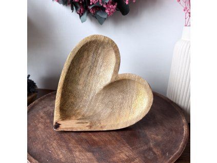 Dřevěná miska MANGO srdce 20cm