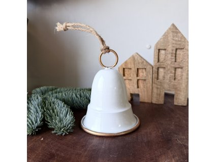 Zvonek bílo zlatý 11cm