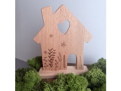 Dřevěný domeček podstavec luční kvítí velký