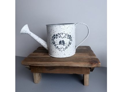 Plechová konvička ptáčci srdíčko