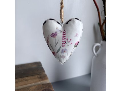 Plechové srdce jarní kvítí