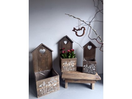 Dřevěná sada obalů srdce