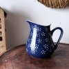 Keramický džbán modrý, bílé kytičky 0,53l