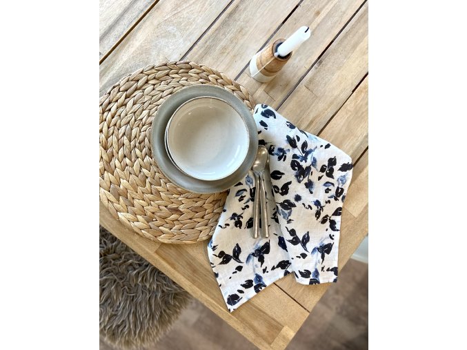 set 4 ubrousky - motiv modré listí akvarel