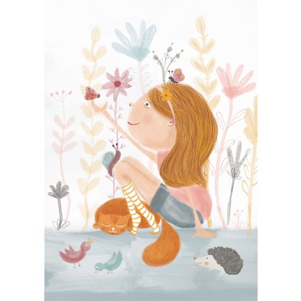 ilustrace obrázek dětský pokoj na stěnu plakát jemné barvy
