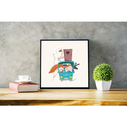 ilustrace obrázek dětský pokoj na stěnu plakát dodávka dovolená kemping dárek