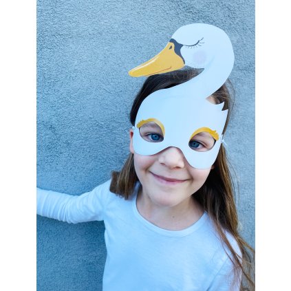 Papírová škraboška Labuť maska karneval maškarní kostým