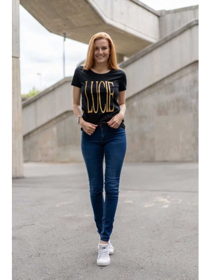 Dámské tričko Lucie Gold, černé