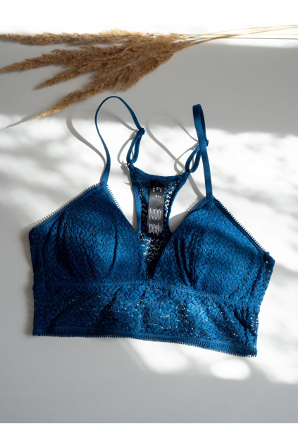 DKNY krajková podprsenka Modern Lace - Poseidon modrá DK4021