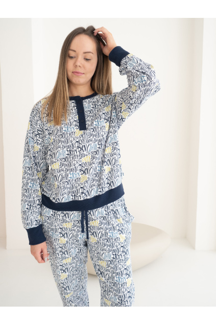 DKNY pyžamo mikina + tepláky - modré logo