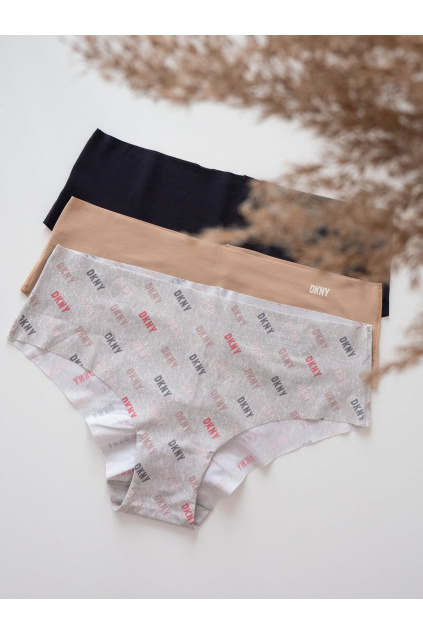 DKNY Litewear 3-balení kalhotek - šedé loga DK5028BP3