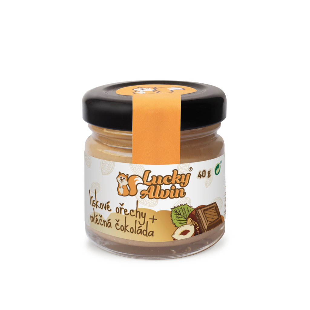 Lískové ořechy + mléčná čokoláda Hmotnost: 40 g