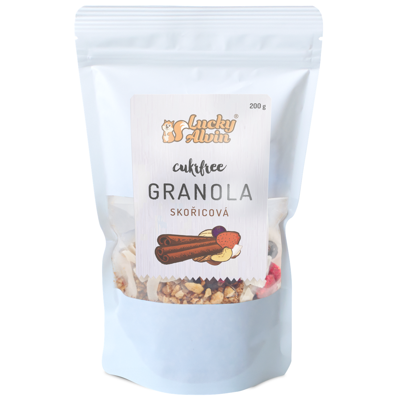 Lucky Alvin Cukrfree skořicová granola 200 g