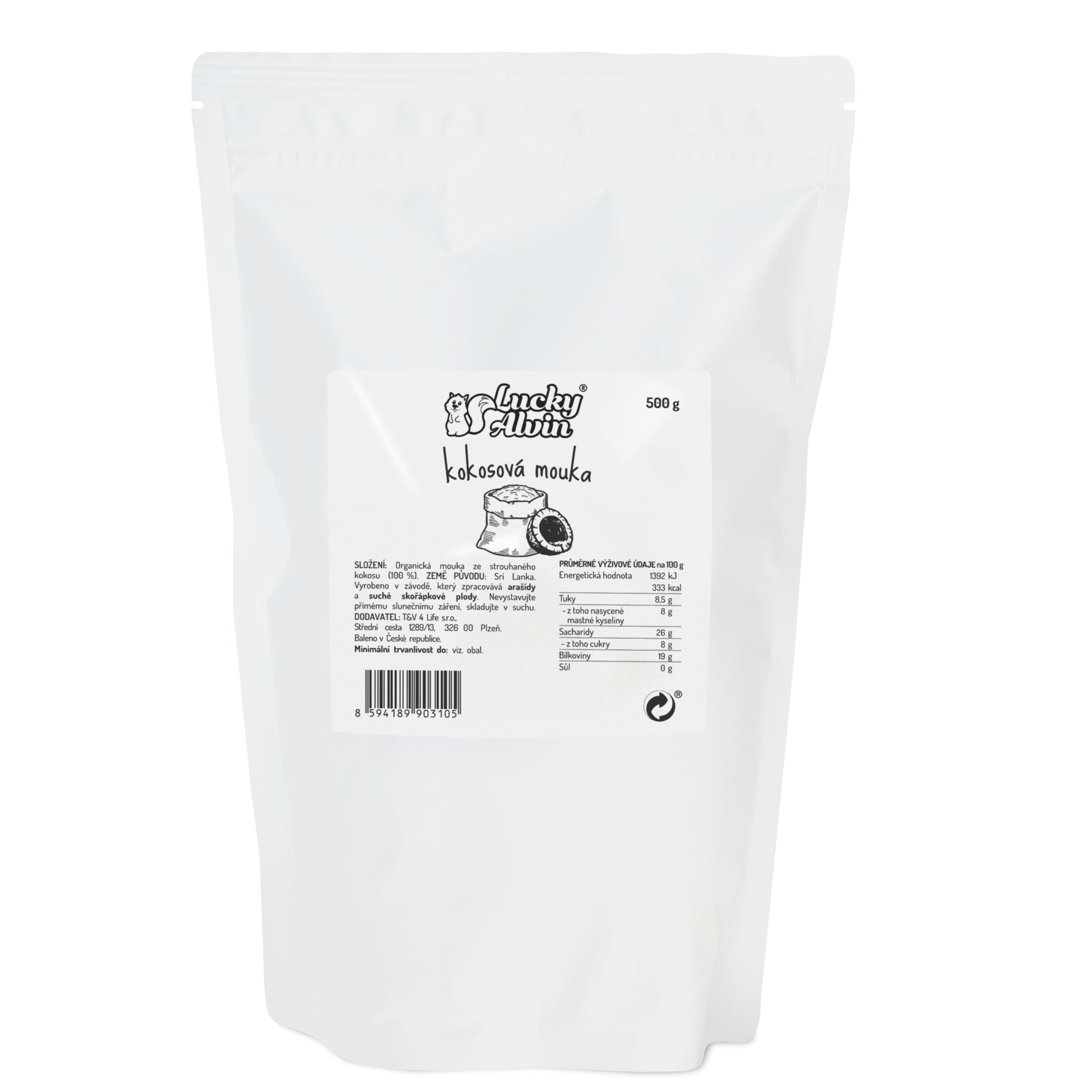 Kokosová mouka 500 g Hmotnost: 500 g