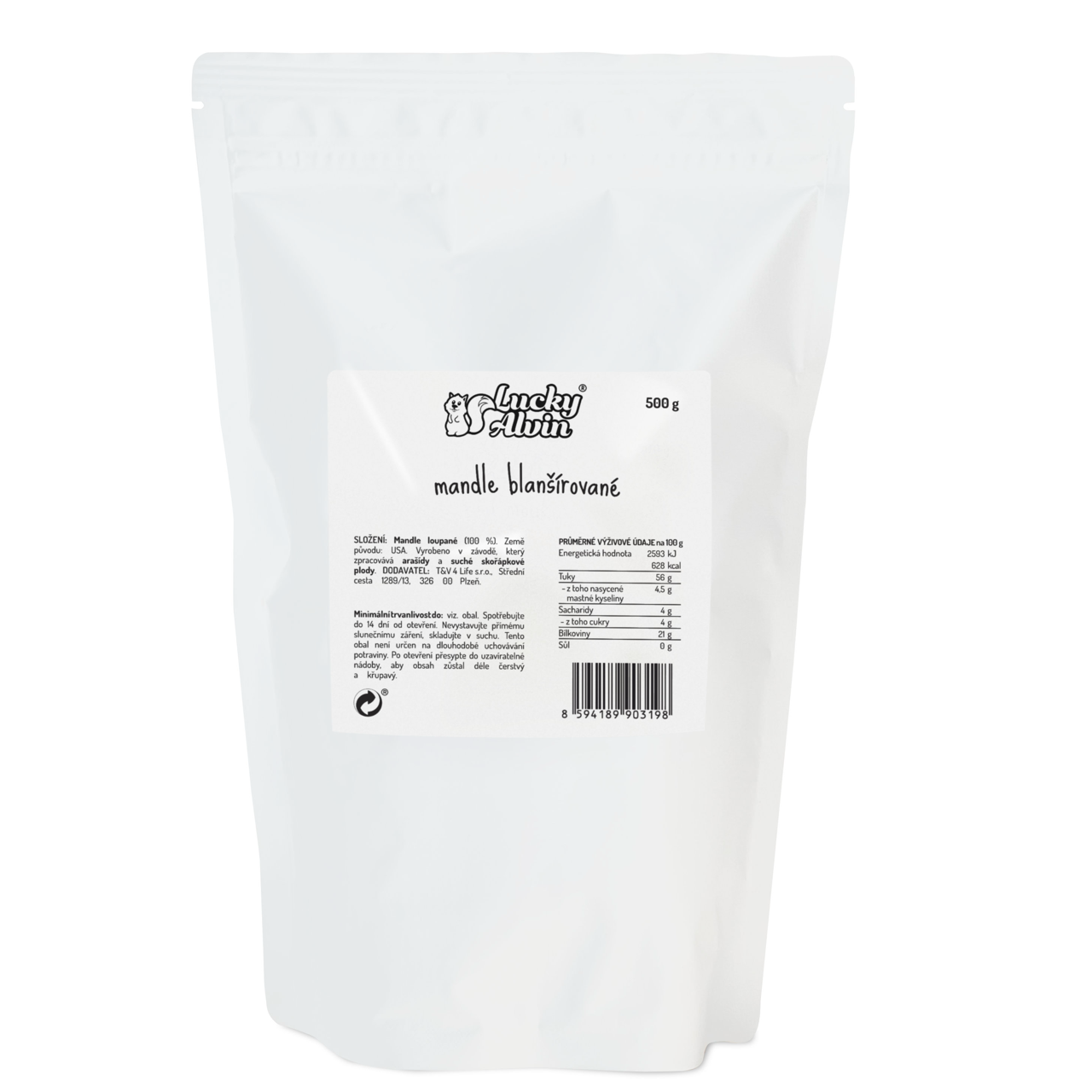 Mandle blanšírované Hmotnost: 250 g