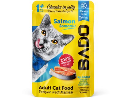 Bado Food Wet Chnuks in Jelly Pouch 85 g Salmon Mockup