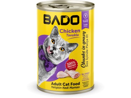 Bado Food Wet Cat Adult Chunks in Gravy 400 g Can Chicken