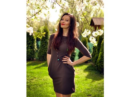 Šaty vreckové SIMPLE (hnedé)