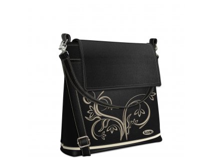 Crossbody kabelka s výšivkou Evi v černé barvě s florálním vzorem od Lucoto