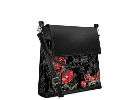 Crossbody kabelka Evi s květem máku v černé barvě od Lucoto