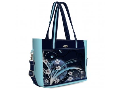 Velká kabelka na rameno i crossbody Joli modrá s floralním motivem od Lucoto