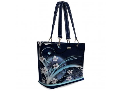 Velká kabelka na rameno Pony modrá s floralním motivem od Lucoto