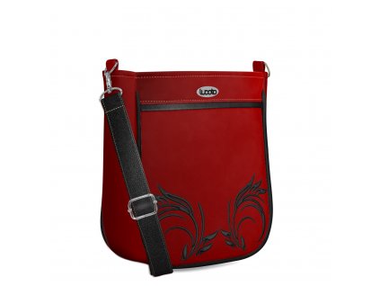 Malá crossbody kabelka s výšivkou Boni v červené barvě s tribalem od Lucoto