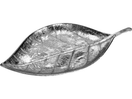 Dekorační tác Silver Leaf  44cm, tepaný stříbrný