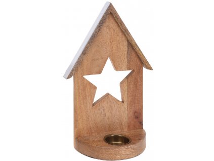 Dřevěný svícen House 29cm, hvězda