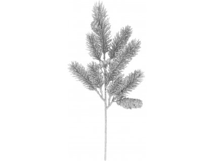 Vánoční větvička borovice 37cm,  stříbrná