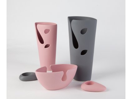 1504 vaza hole 13x7x27cm ruzova