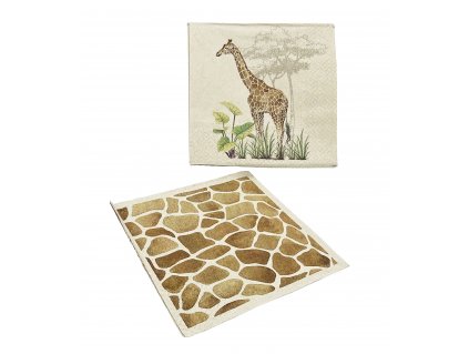Papírové ubrousky Safari 33x33cm, žirafa